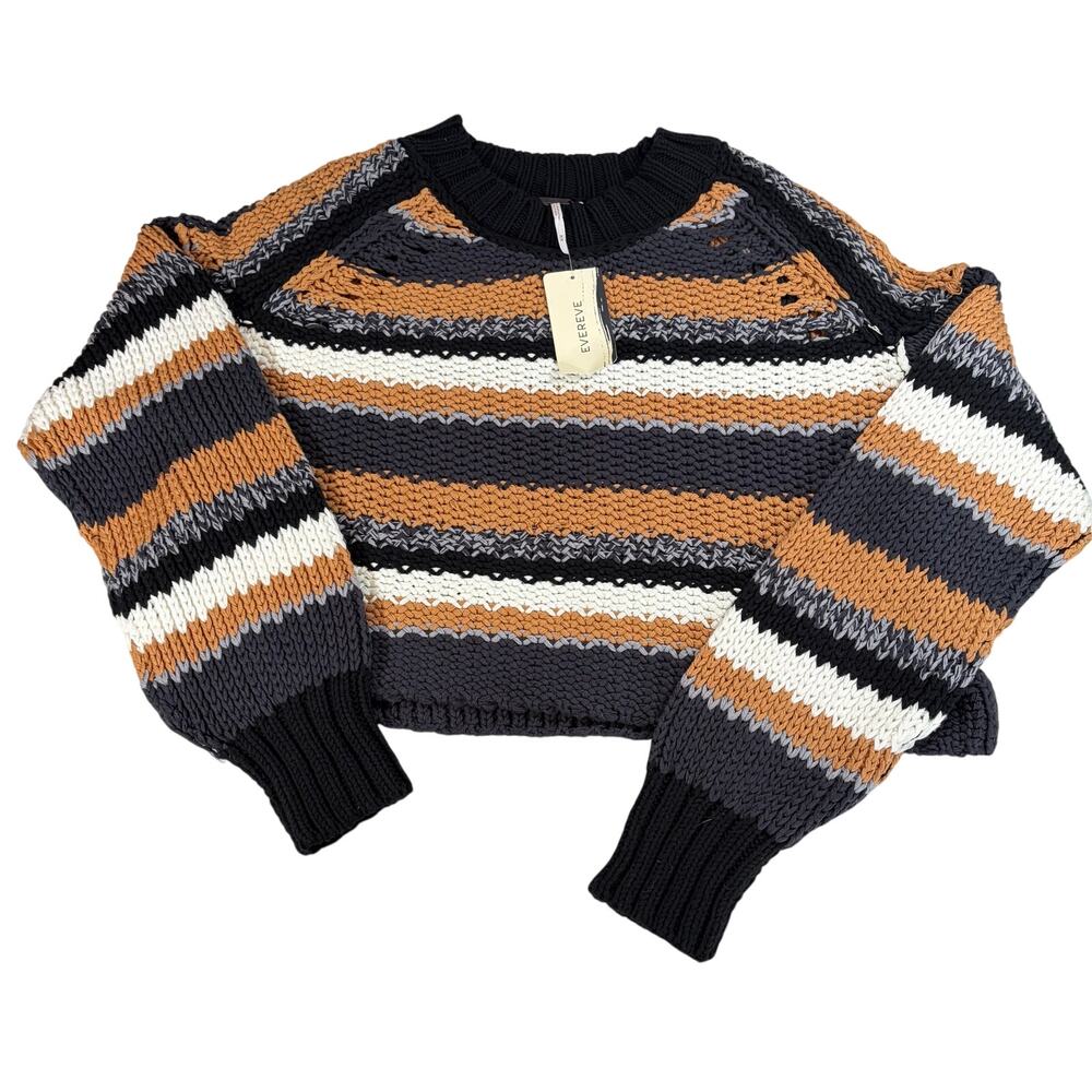 NWT Free People cropped striped crochet sweater. Size M. boho, hippie, whimsy